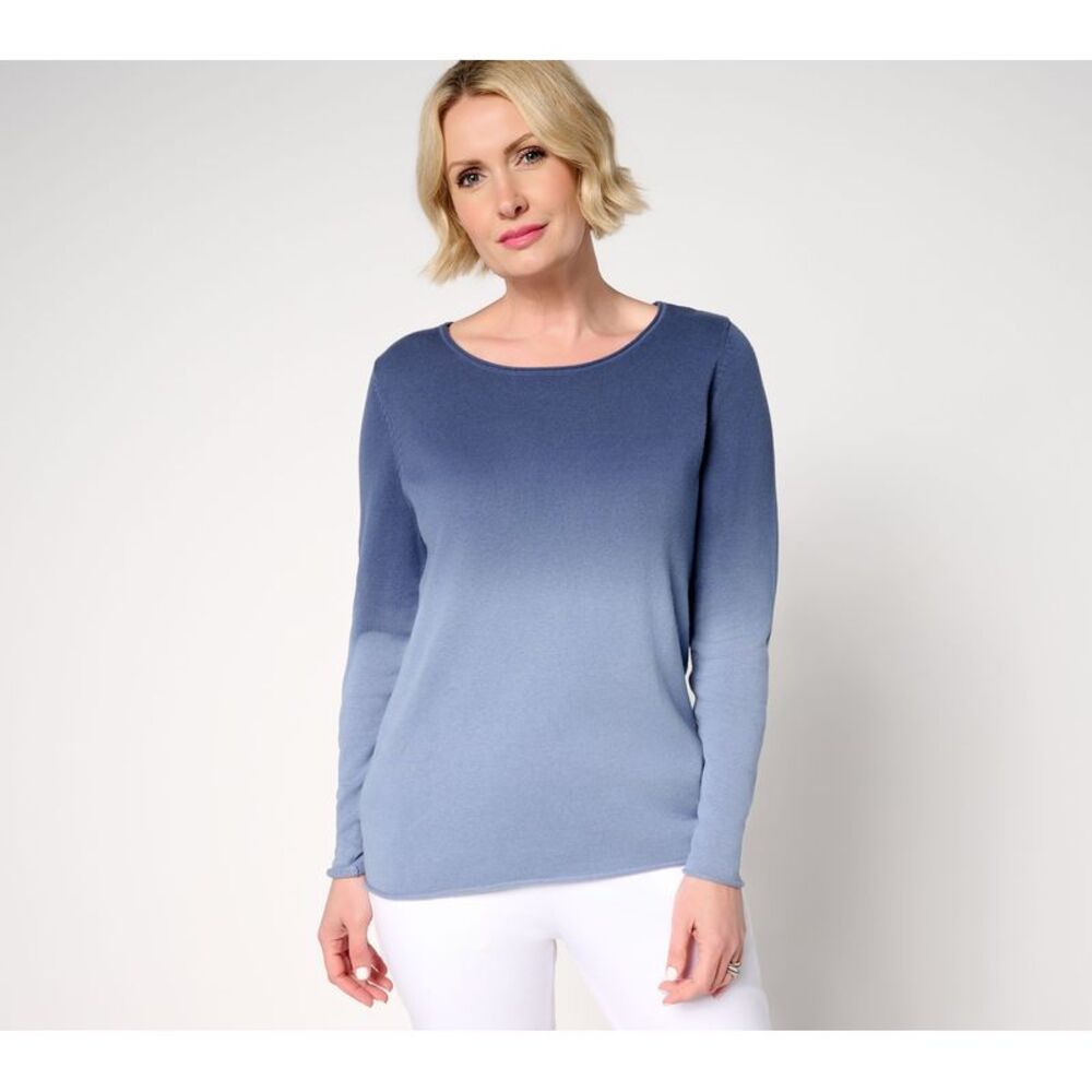 Adidas Women's Top Sweater Sz M 100% Cotton Printed Ombre Blue A696410